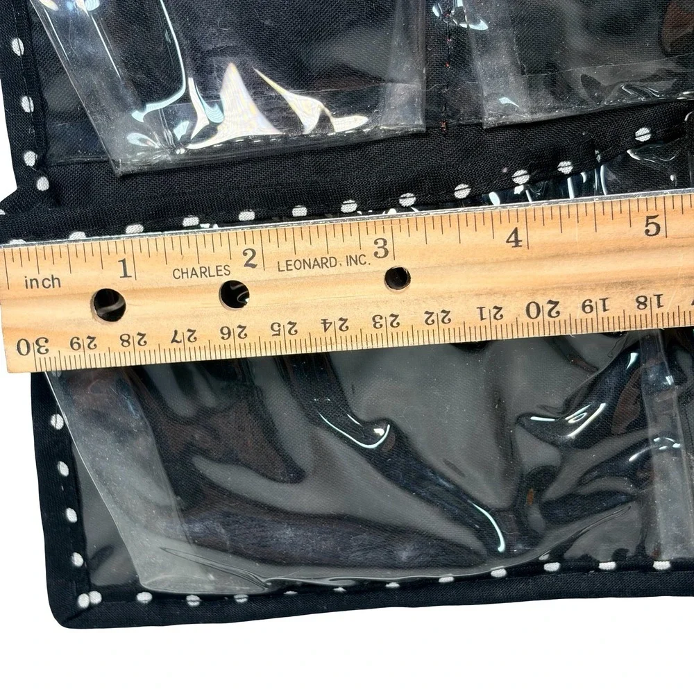 Monogram M‎ Hanging Jewelry Organizer Pink Black Polka Dot 66 Pockets DBL Sided